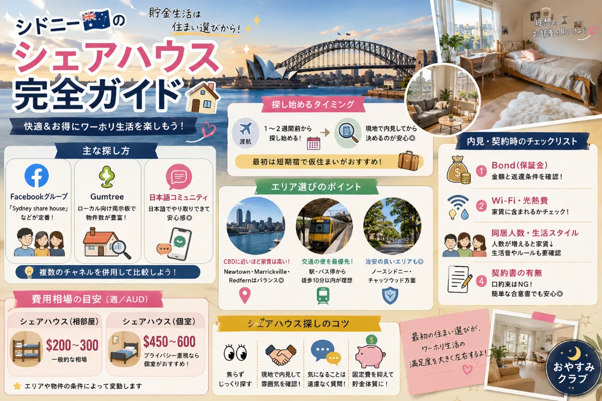 シドニーのシェアハウス探し方完全ガイド【ワーホリ・留学生向け】