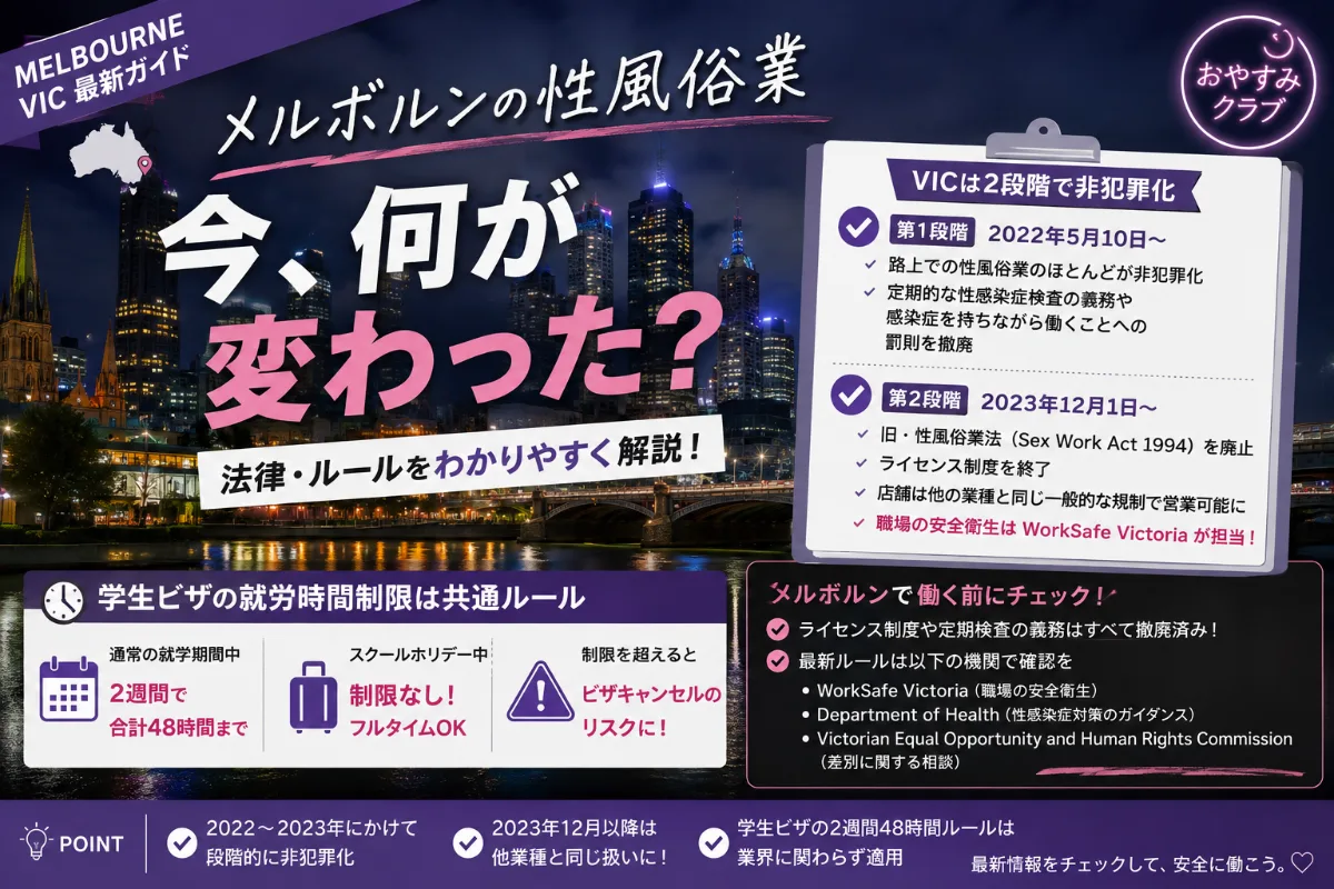 メルボルンで夜職・風俗業界に関わる人が知っておきたいビザと法律の基礎知識