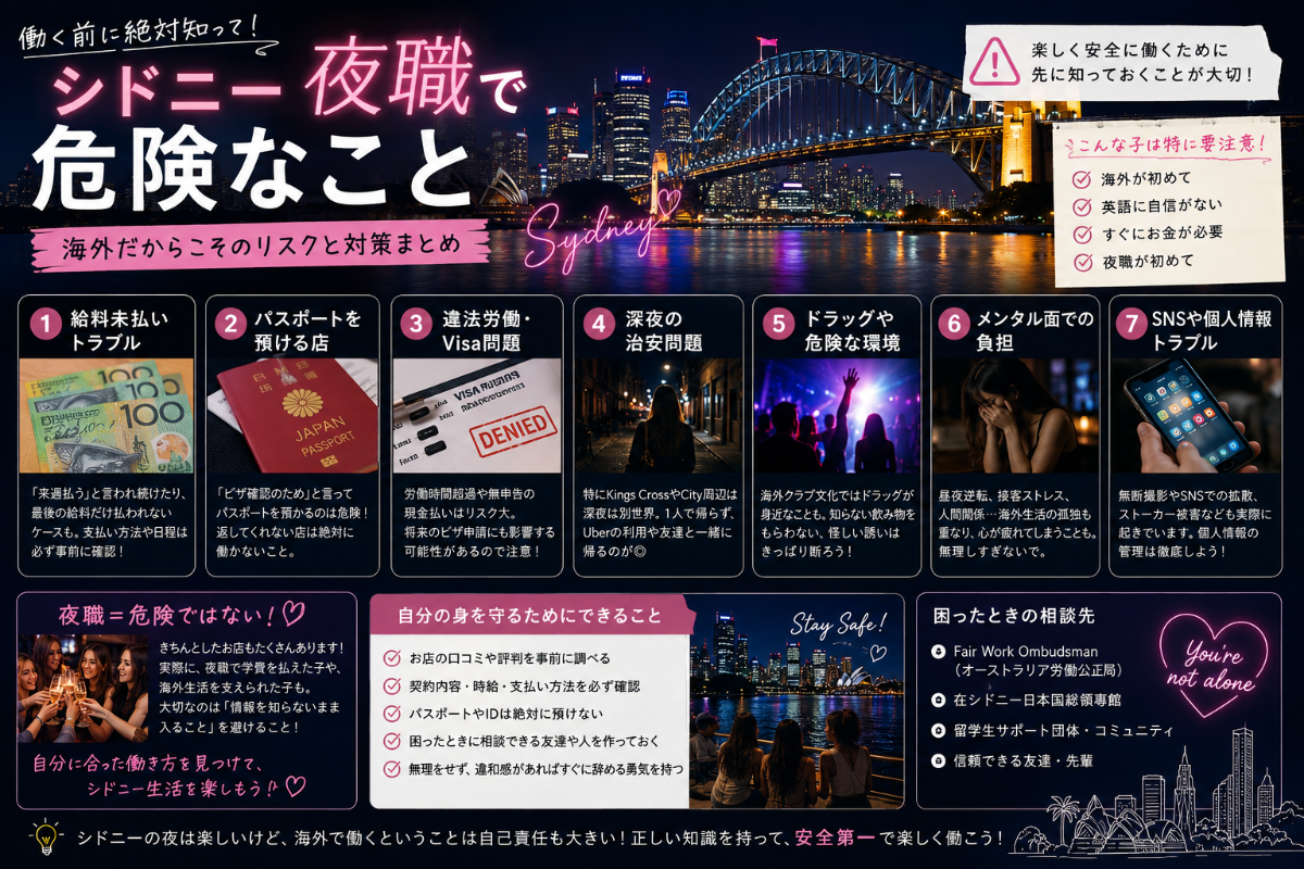 シドニー夜職で危険なこと|働く前に知っておきたい話